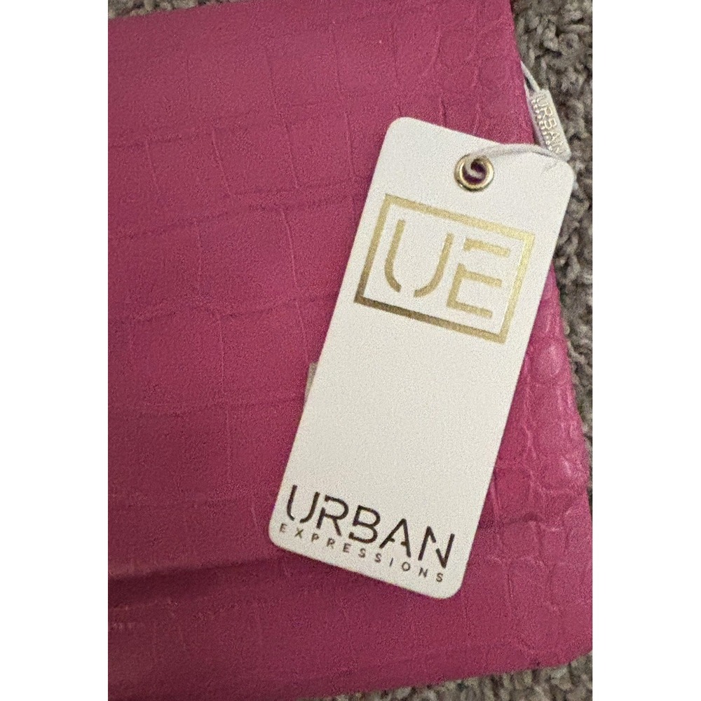 Urban Expressions Pink Croc Embossed Vegan Leather Crossbody Clutch Bag New - Picture 4 of 16